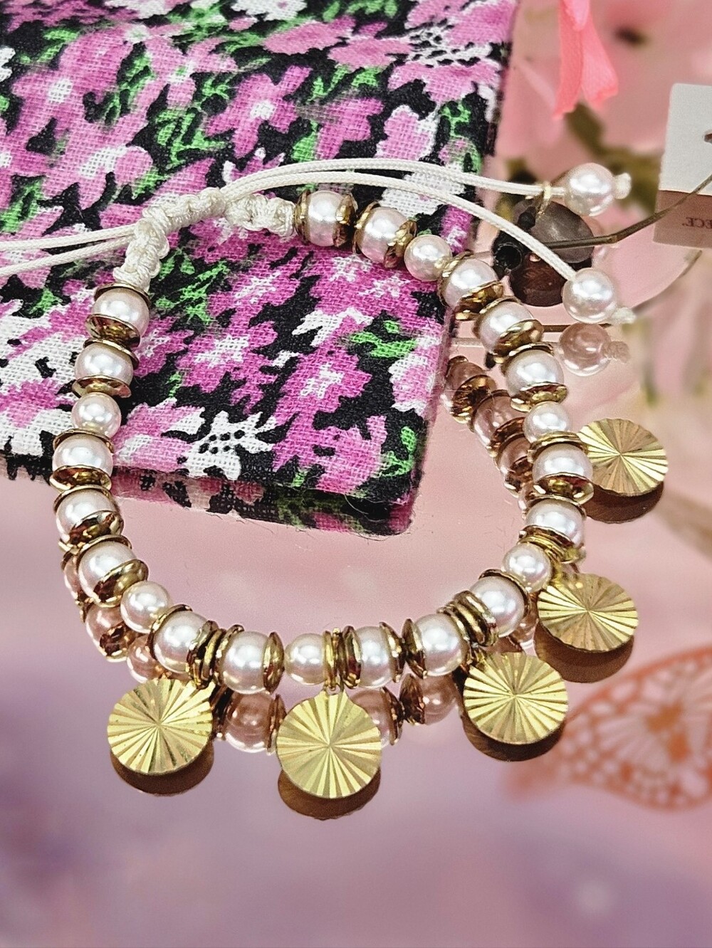 Deepa Gurnani Bracelet Aviva Ivory Beaded Charm Bracelet Boho Vacation Modern